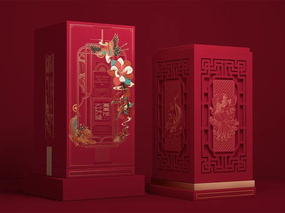 تصميم أنيق لتغليف الشاي على الطراز الصيني للعام الجديد
